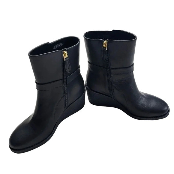 Talbots Rowan Wedge Bootie Leather Size 7M Black Ankle Boot - Picture 14 of 14
